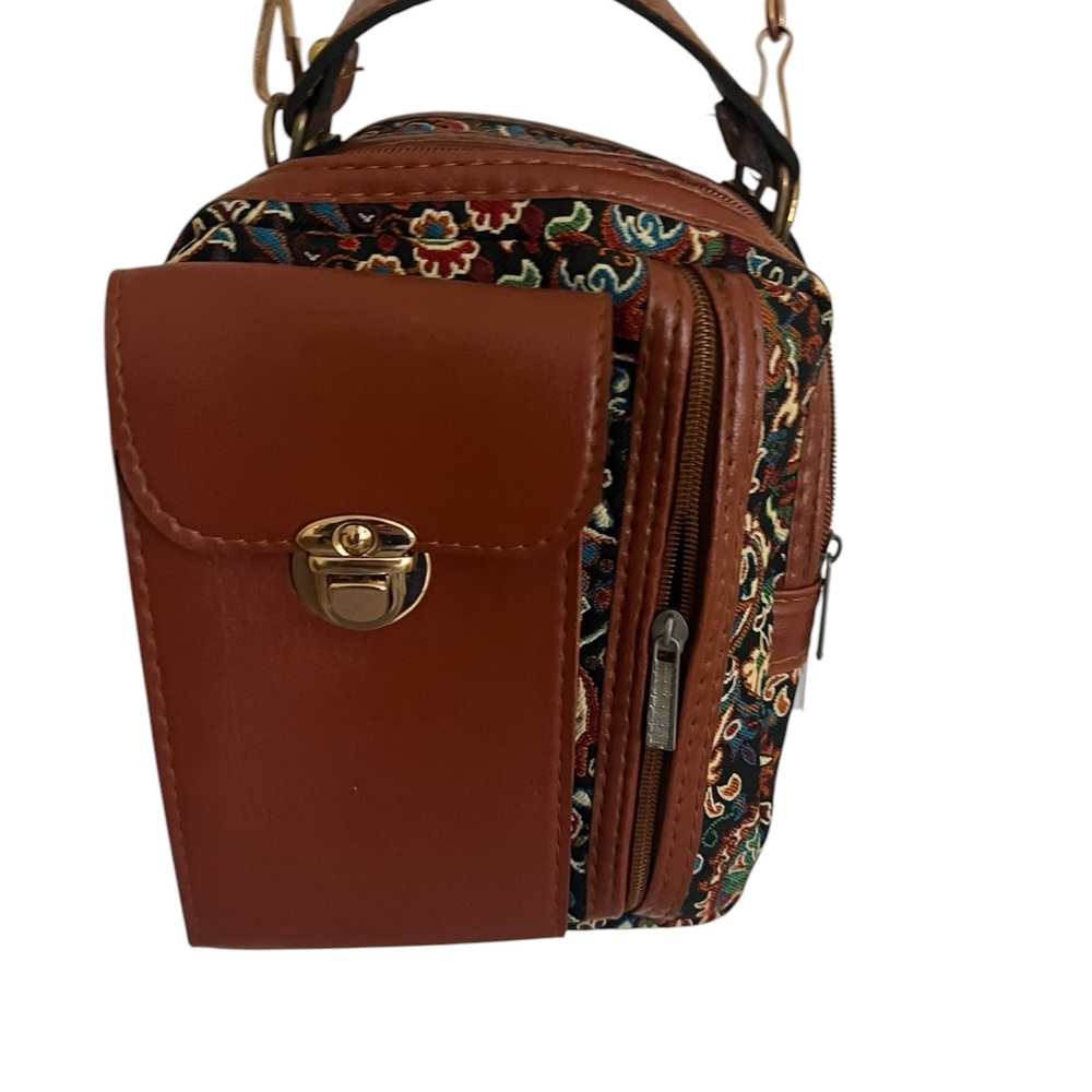 Brown Leather  unisex crossbody Bag
